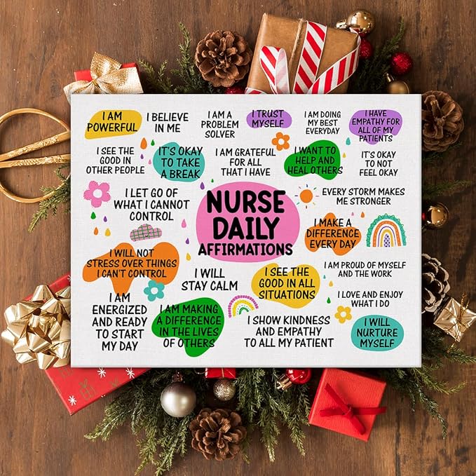 Hijie Inspirational Nurse Office Poster Canvas Wall Art for Home Decor - Motivational Nurse Quote Canvas Print Wall Art Painting Ready to Hang Gifts - Easel & Hanging Hook 12x15 Inch