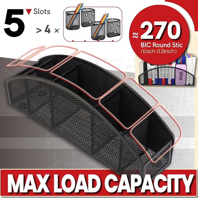 Heavy Duty Magnetic Storage Holder,5 Slots Magnetic Marker Storage Rack,10inch Large Magnetic Pen Holder for Whiteboard,Locker,Workshop(1 Pack)