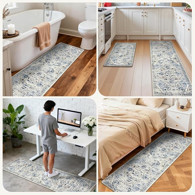 Ileading Anti Fatigue Kitchen Rugs Sets of 2 Cushioned Kitchen Mats for Floor Waterproof Kitchen Mat Set Non Slip Comfort Standing Mat for Kitchen, Office, Sink, Laundry