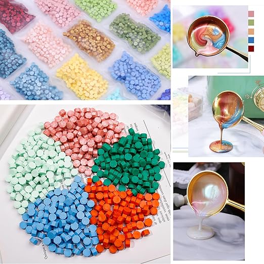 400Pcs Yellow Mix Wax Seal Beads, 4 Colors Medium Yellow/Orange/Pale Yellow/Pastel Pink SealingWax Beads Set for Wax Seal Stamp, Decor for Envelope Letter Wedding Invitation(Yellow Mix)