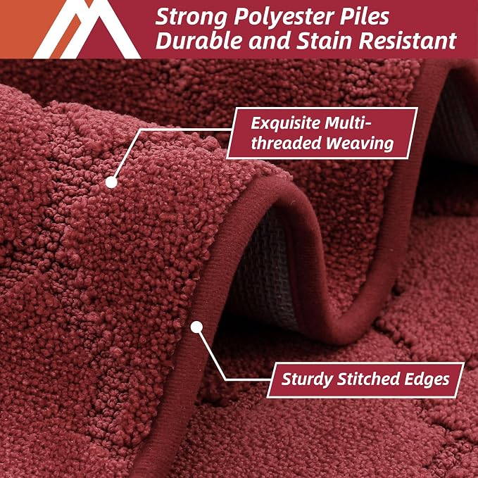 COSY HOMEER Soft Kitchen Floor Mats for in Front of Sink Super Absorbent Kitchen Rugs and Mats 20"x79" Non-Skid Kitchen Mat Standing Mat Washable,Polyester,Red