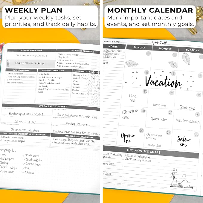 Clever Fox Planner Daily PRO - 8.5 x 11" A4 Size Daily Life Planner and Gratitude Journal to Increase Productivity, Time Management and Hit Your Goals - Undated - Lasts 3 Months (Turquoise)