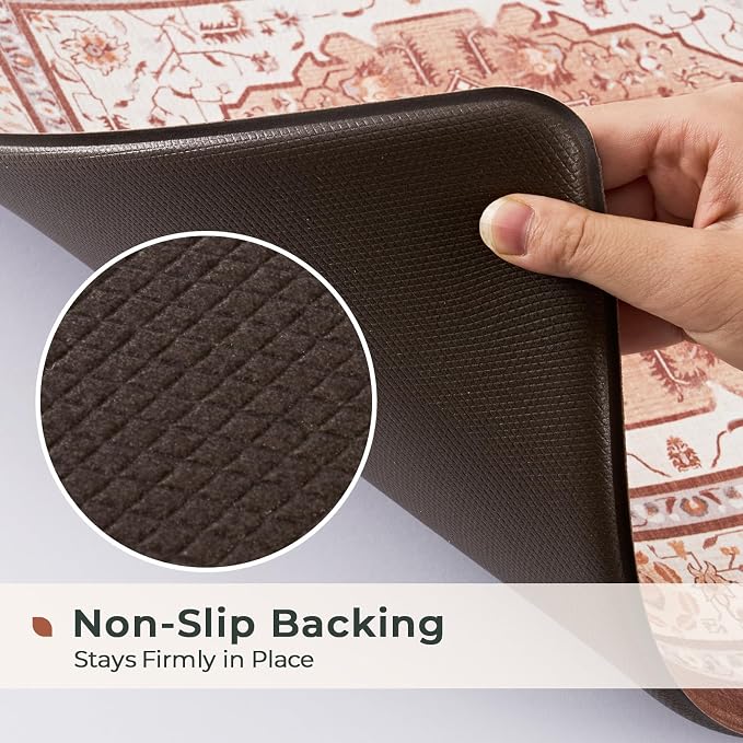 FRESHMINT Medallion Kitchen Mat Set 2 Piece, 17x30''+17x47'', Neutral Clay | Anti-Fatigue, Non Slip, Comfort, Kitchen Decor, Easy to Clean, Waterproof, Perfect for Kitchen, Laundry, Office