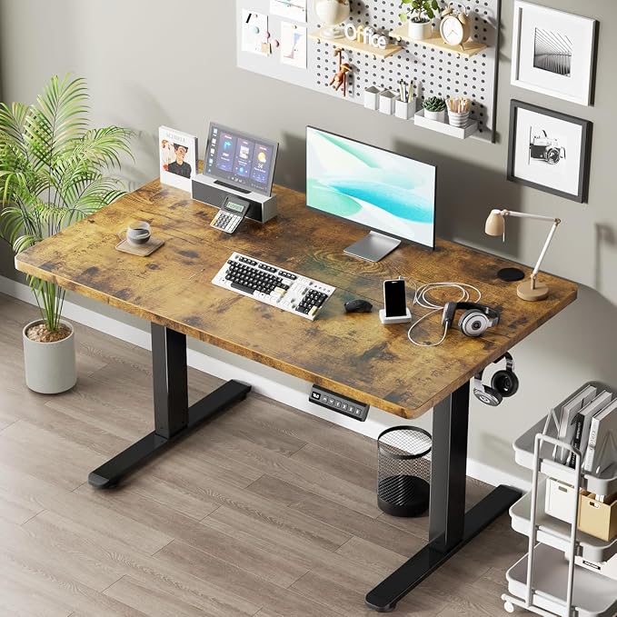 Dual Motor Standing Desk Frame with 330 lbs, Electric Adjustable Legs, Compatible Desktop Size 40″-90″, 3 Memory Height Settings Stand up Desks Frame Workstation, Black Frame Only