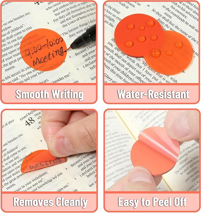 Mr. Pen- Transparent Sticky Note Set, 560Sheets, Colorful, Round Transparent Sticky Notes Set, Stocky Notes for Bible Journaling