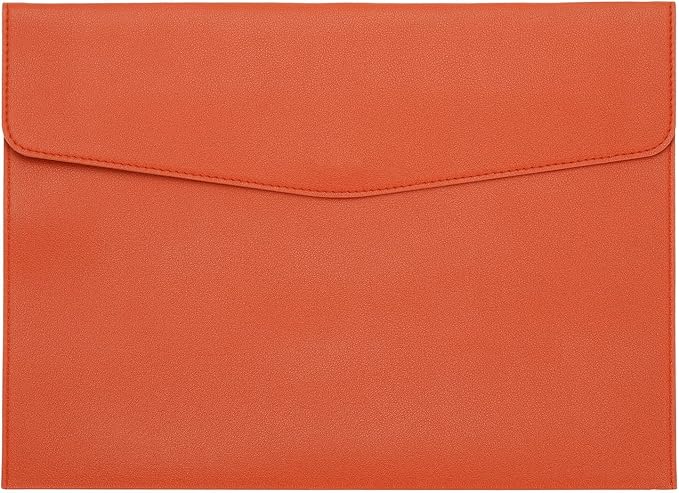 PATIKIL PU Leather A4 File Folder, Document Holder Filing Organizer Portfolio Envelope Folder Case with Snap Closure for Letter Receipt Style 2, Orange