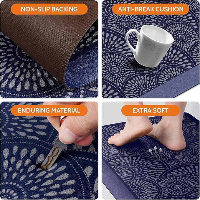 Mattitude 4/5 Inch Kitchen Mat, 20x46in Heavy Duty Ergonomic Comfort Foam Standing Desk Mat, Waterproof Non-Slip Standing Mats and Rugs for Kitchen, Office, Black