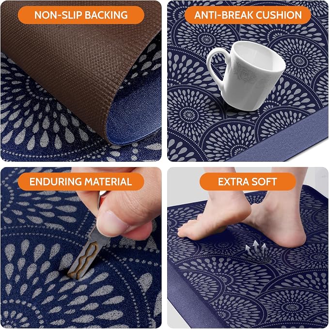 Mattitude 4/5 Inch Kitchen Mat, 20x34in Heavy Duty Ergonomic Comfort Foam Standing Desk Mat, Waterproof Non-Slip Standing Mats and Rugs for Kitchen, Office, Black