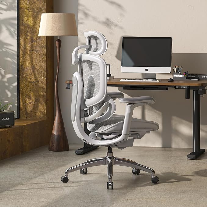 SIHOO Doro C300 Pro V2 Ergonomic Office Chair Without Footrest, Full-Body Adaptive Support, 8D Armrest & Breathable Mesh, Comfy High Back Desk Chair for Long Hours, 135° Recline, 2 Packs, White