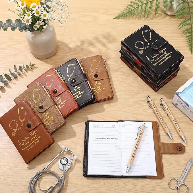 Yexiya 20 Set CNA Week Appreciation Gifts Set A6 Leather Journal with Ballpoint Pens Notebook Bulk for Doctor, Nursing, Certified Medical Assistant, Healthcare Clinical Intern Gifts