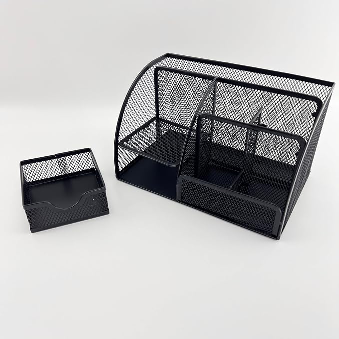Fengtaiyuan T13, Black Metal Wire Mesh Pencil Holder for Desk, Pencil Cup for Office, Pen Holder for School, Desktop Organizer, Office Storage Box (T13)