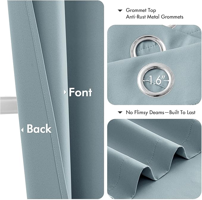 MIULEE Blackout Curtains for Bedroom Living Room 2 Panels, Thermal Insulated Room Darkening Drapes Grommet Noise Reducing Light Blocking Window Treatments 63 Inches Long 40x63 Inch Slate Blue