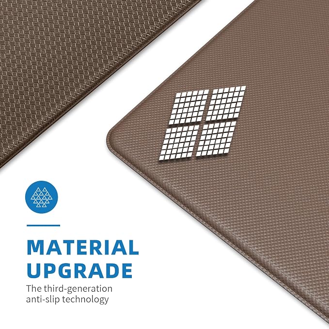 Kitchen Mats for Floor, Extra Long Anti-Fatigue Kitchen Rug, Brown | Cushioned Comfort,Non-Slip Backing,Waterproof Surface,Soft Underfoot,Easy Clean,Kitchen Sink,Laundry Room,Standing Desk