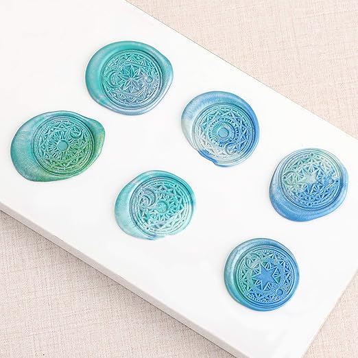 OwnMy 6 PCS Wax Seal Stamp Set with Magic Symbols Stamps Heads and Wooden Handle, Vintage Retro Classical Wax Sealing Stamps Kit with Gift Box for Invitation Envelopes Letters Crafts