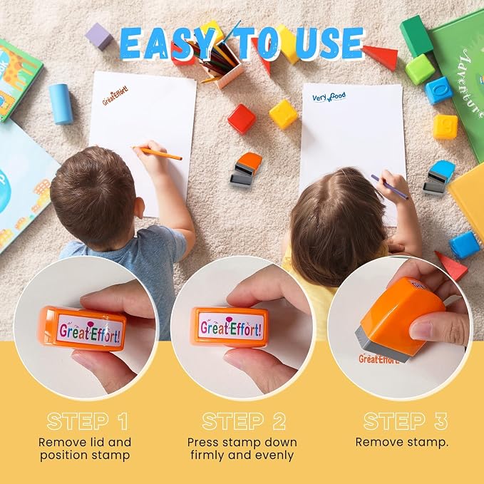 Teacher Stamps for Classroom Grading Parent Signature Self-Inking Stamp Set for Teachers Appreciation Gifts for Women with Motivational Encouraging Back to School Homeschool & Teacher Supplies (8Pcs)