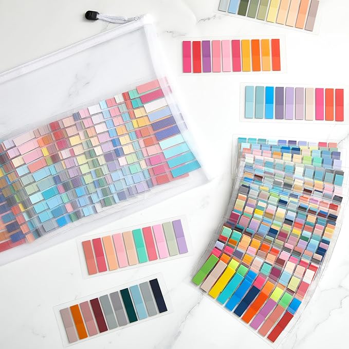 ReliThick 16000Pcs Annotation tabs Sticky Tabs for Books Transparent Sticky Notes 80 Color Writable Page Markers Book Flags Strip for Annotating Reading Supplies Bookish Gift