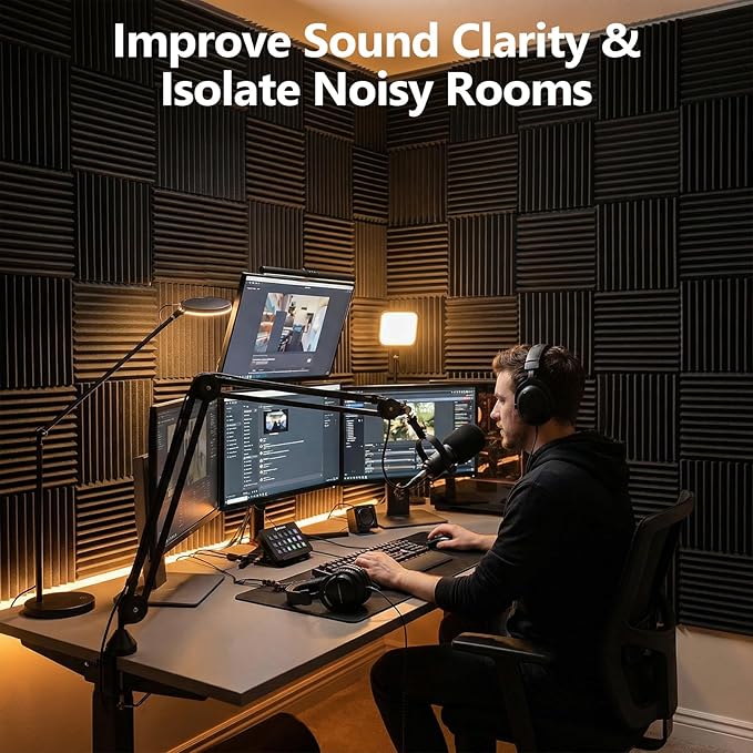 50 Pack Acoustic Foam Panels,2"X 12" X 12"Sound Proof Foam PanelsHigh Density Sound Absorbing Panels,Soundproof Wedges Panels for Studio Recording & Office & Home
