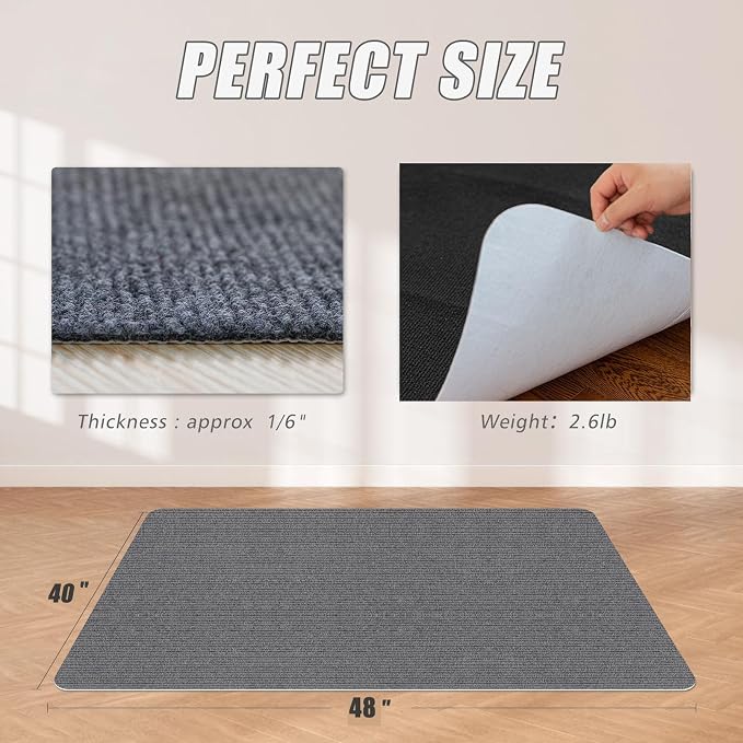 Sycoodeal Office Chair Mat for Hardwood Floor,Office Computer Gaming Chair Mat for Tile Floor,Large Floor Protector Rug,Anti-Slip,Easy to Clean,Grey(40"x48")