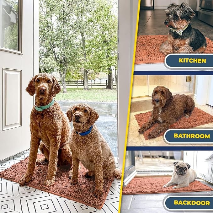 Muddy Mat® | Super Absorbent Door Mat Indoor, Microfiber Quick Dry Chenille Entryway Rug, Non-Slip Front Door Mat, Indoor Mats for Entryway, Machine Washable Pet Rug, Peach 19" x 30"
