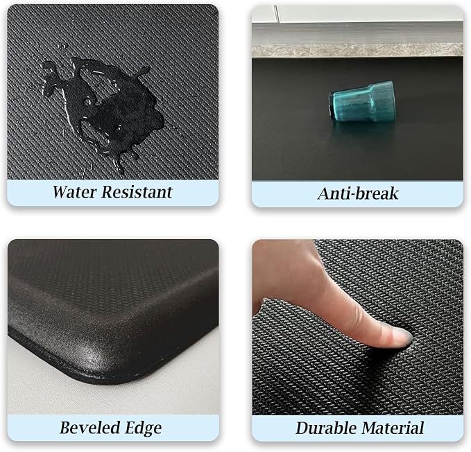Artnice Anti Fatigue Kitchen Floor Mat, 3/4 Inch Thick Waterproof Comfort Standing Desk Mat, Ergonomic Multi-Purpose Cushioned Rugs for Home, Sink, Office, Laundry(20" x 71",Black)