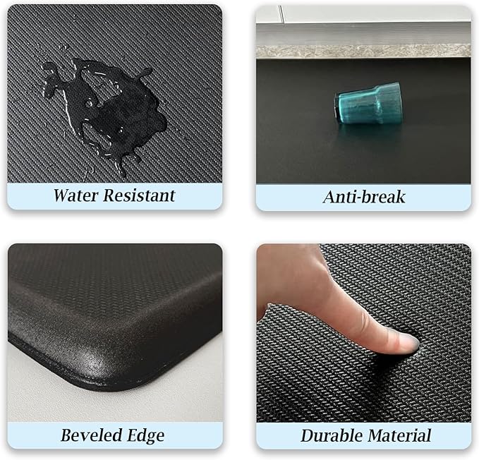 Artnice Kitchen Floor Mat Cushioned Anti Fatigue, Waterproof Non-Slip Standing Desk Mat, 0.75" Heavy Duty Comfort Kitchen Rugs for Home, Sink, Office, Hallway (20"x39", Black)