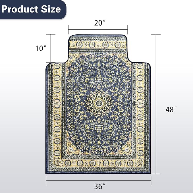 36" X 48" Office Chair Mat for Hardwood and Tile Floors, Under Desk Chair Mat for Carpet Protector Rolling Computer Chairs, Machine Washable Non-Slip Area Rug, Dark Blue
