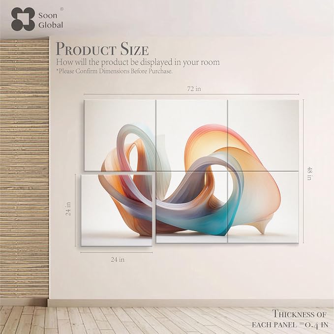 Soon Global Acoustical Wall Panels, 72 X 48 Inches Art Acoustic Panels, Decorative Acoustic Panels, Acoustic Wall Panels, Sound Absorbing Wall Art, Fluid