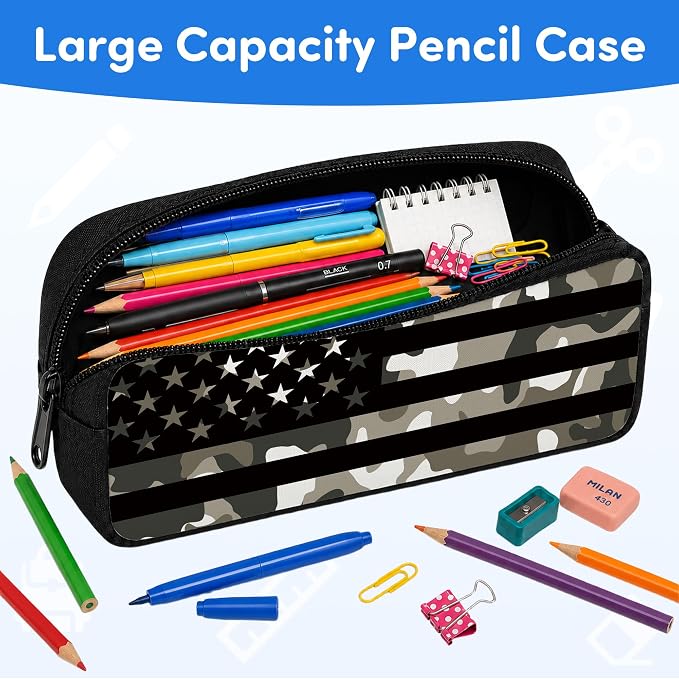 3PCS Camouflage flag Backpack for Boys Girls Teens, School Backpack with Lunch Box Pencil Case for Elementary Middle High Students, 17 Inch Lightweight Bookpack 3 in 1 Set Back to Shool for Kids