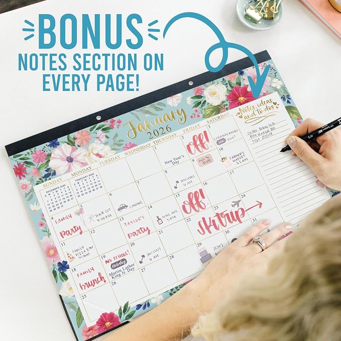Hadley Designs Large Teacher Desk Calendar 2026-2027 - Desktop Calendar 2026, 18-Month Desk Calendars for Home, Office & Classroom, Cute Classroom Must Haves, Back to School Teacher Gifts