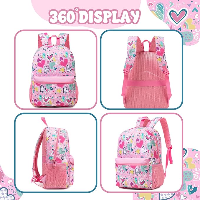 Kids Backpacks for Girls School Backpack for Kids Backpack with Lunch Box Bookbag for Girls Preppy Aesthetic Backpacks Back to School Supplies Kit