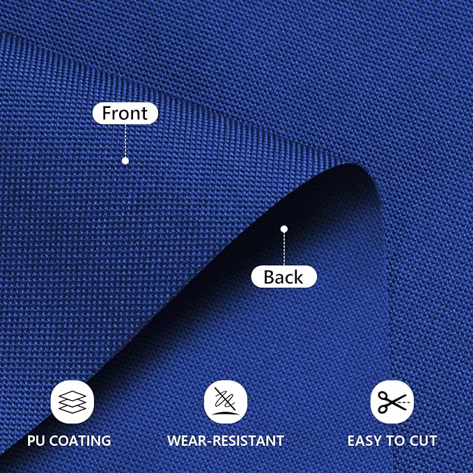 Waterproof Canvas Fabric by The Yard 58inch 600D Upholstery Material Polyester Fabric Outdoor Water Resistant Fabric for Sewing Chair Patio Cushion Purse Bag Interior, Pre Cut 1 Yard Royal Blue