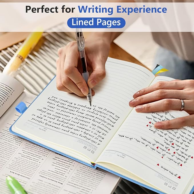 PERCUN Lined Journal Notebook for Men & Women, 160 Pages Leather Journals for Writing, A5 Hardcover Notebooks for Note Taking, Work, School, Business, Travel,Daily Diary 5.9" x 8.5" (Blue)