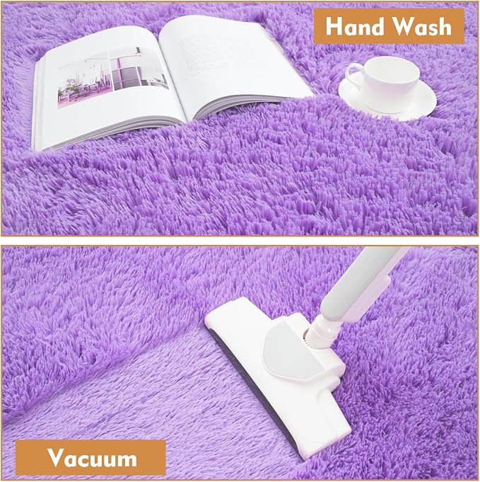 Super Soft Circle Rugs for Girls Princess Castle Toddlers Play Tent 3 Diameter Circular Area Rugs for Bedroom Home Decor Round Shag Playhouse Carpets(Φ3, Purple)