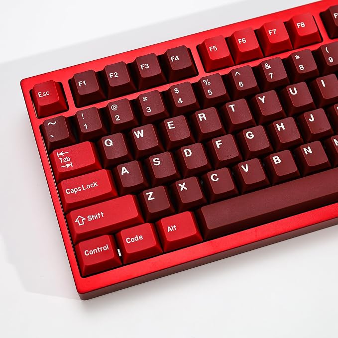 Jamon PBT Double Shot Keycap Set,174 Keys Red Custom Key Cap Keycaps 70 Percent Cherry Profile Keycaps for 61/64/68/84/87/100/104/108 Mechanical Keyboard