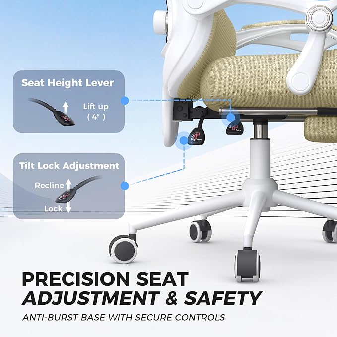 Ergonomic Office Chair - Adjustable Lumbar & Headrest, 90-160° Reclining with Footrest, Breathable Mesh Back - Home Office/Gaming Computer Chair