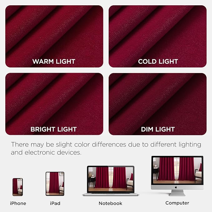 Joydeco Red 100% Blackout Curtains 96 Inch 2 Panels, Luxury Thermal Red Velvet Curtains for Bedroom Living Room, Soundproof Blackout Window Drapes, Rod Pocket & Back Tab (52W x 96L)