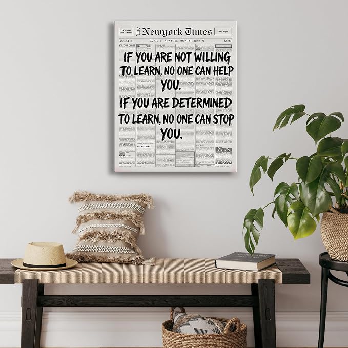 Black And White Newspaper Poster for preppy room Motivational Wall Art Inspirational Office wall art for home decor Positive Quotes wall prints Encouragement Gifts Positive Sayings for Wall Decor . A-521