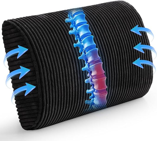 HIGOGOGO Lumbar Support Pillow for Recliner Chair/Accent Chair/Couch, Large Memory Foam Back Support Cushion for Elderly, Recliner Cushions for Back Rest, Pain Relief, Reading, Washable Cover, Black