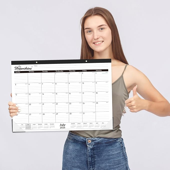 2026-2027 Desk Calendar - 18 Monthly Desk Calendar 2026-2027, Jul 2026 - Dec 2027, 17" x 12", Desk/Wall Calendar 2-in-1 with Notes, Corner Protector, Ruled Blocks - Standard