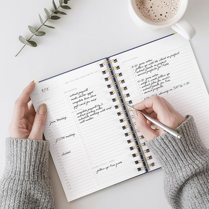 Aesthetic Daily Planner And Notebook With Hourly Schedule - Beautiful Spiral To do List Notepad For Work/Home to Organize Tasks And Appointments - Stylish School/Office Supplies Book For Women