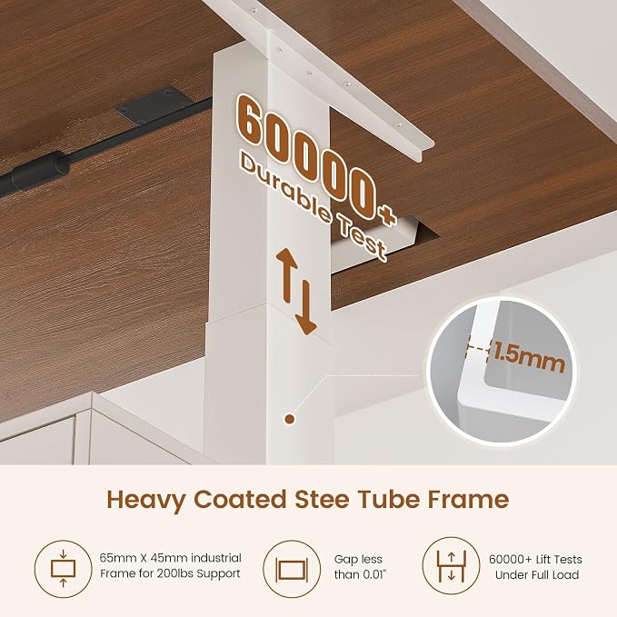 SEDETA Electric Standing Desk with 6 Drawers, 55" Adjustable Stand up Desk with Storage, Computer Desks with Power Outlets for Home Office, White