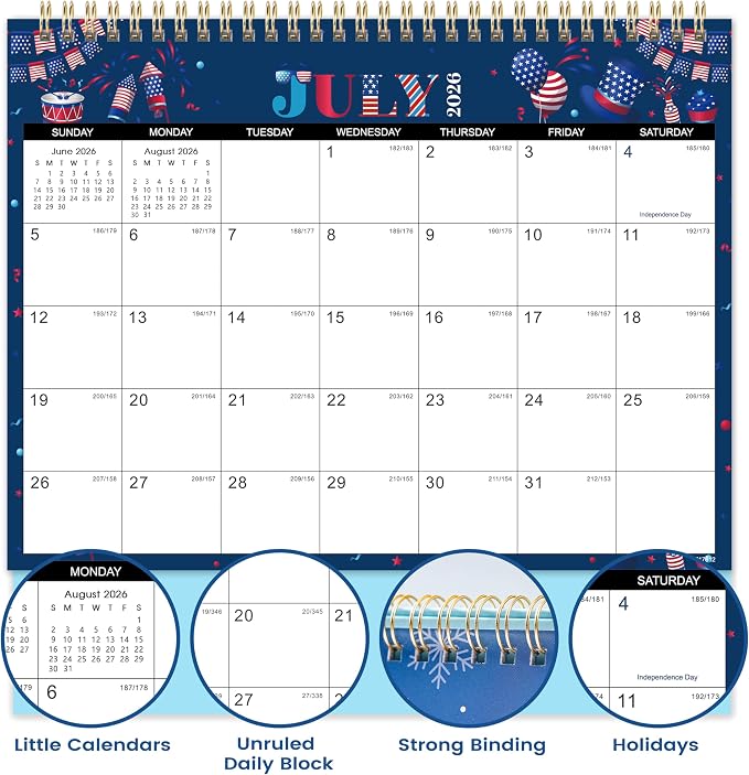 Desk Calendar 2026-2027 - Desk Calendar from July 2026 - December 2027, 10" x 8.3" Calendar Desk, 18 Months Standing Flip 2026-2027 Desktop Calendars - Theme Design
