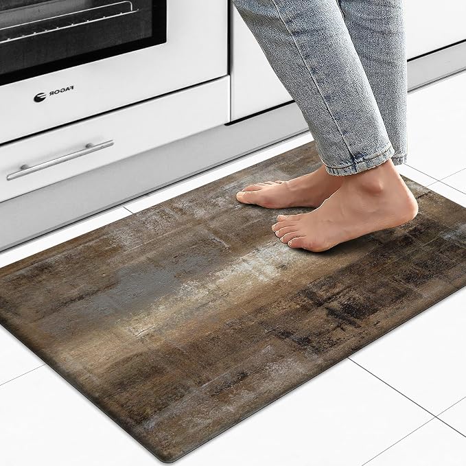 MAYHMYO Kitchen Rug Anti Fatigue Kitchen Mat Cushioned Taupe Abstract Art Kitchen Rugs Non Skid Waterproof Kitchen Rugs and Mats for Floor Laundry Standing Desk Sink