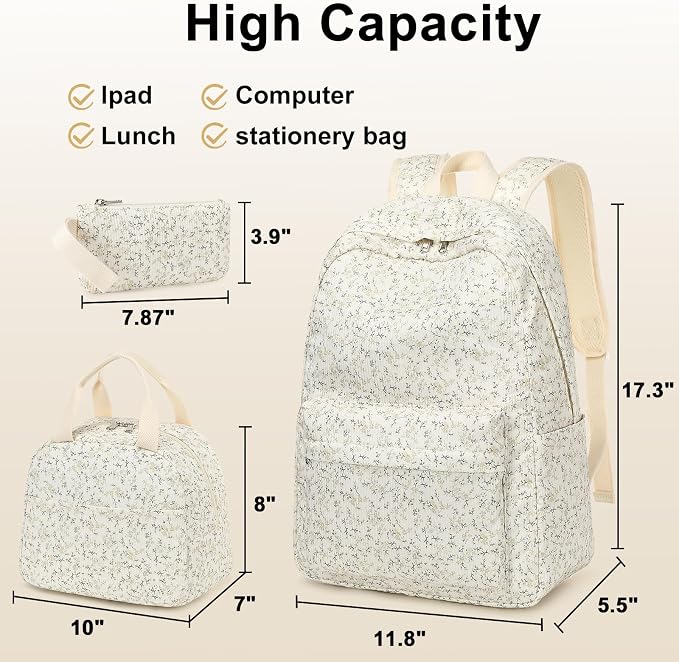 LEDAOU Backpack for Girls School Bag Kids Bookbag Teen Backpack Set Daypack with Lunch Bag and Pencil Case | Kids