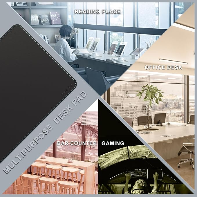 CENNBIE Leather Desk Mat, 59” x 23.6” Extra Large Desk Pad Blotter Protector, Extended Non-Slip Mouse Pad, Waterproof PU Leather Desk Mat on top of desks Large for Office and Home (Black)