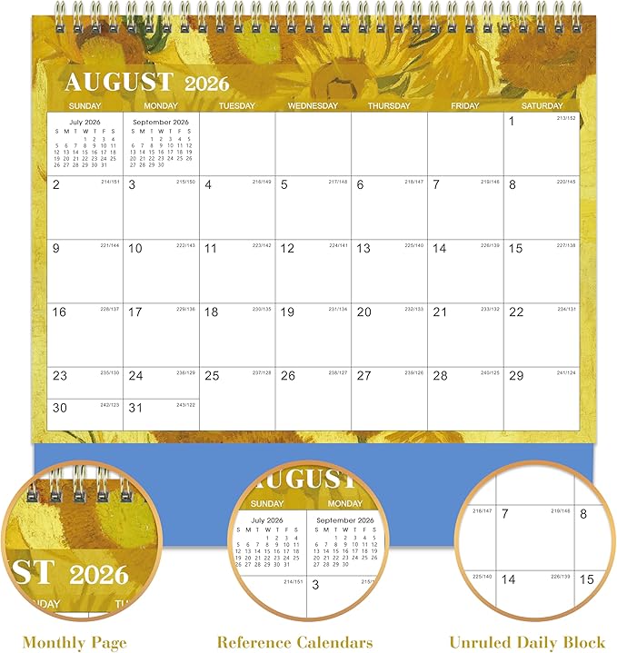 2026 Desk Calendar - JAN 2026 - DEC 2026, Standing Flip Desktop Calendar 2026, 12 Months Desktop Calendar, 9.8" x 8.3", Thick Paper