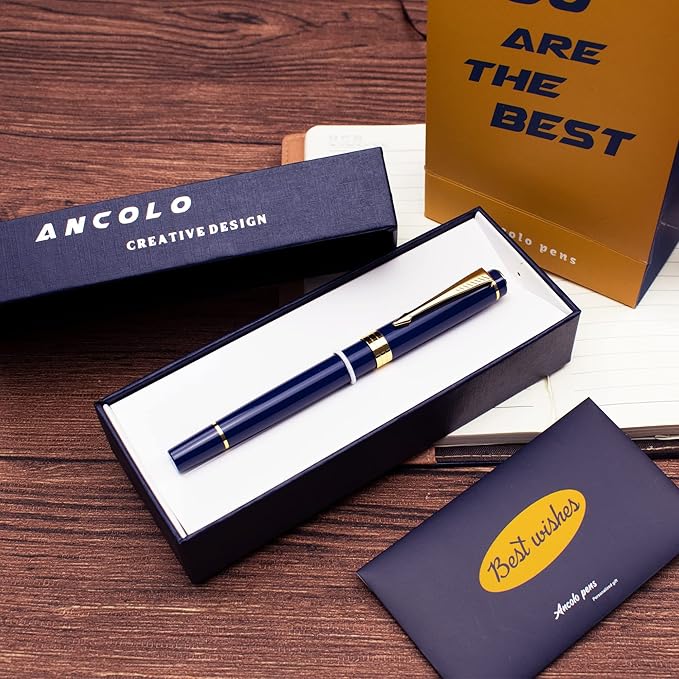 Ancolo Custom Pens Business Gift set with 2 extra Black Ink Refills Quality Pens Metal Body - Custom with Names Message on the Pens - for Family Colleague Elder Friends