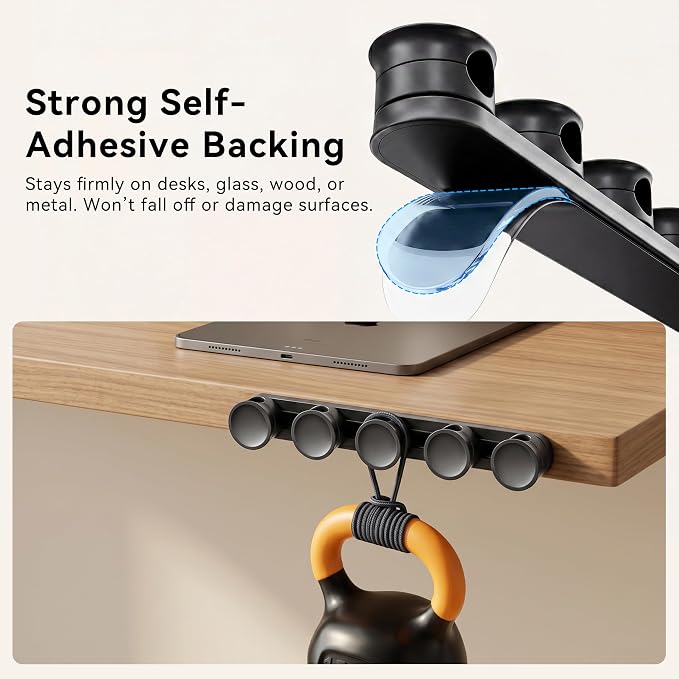 5 in 1 Magnetic Cord Organizer Set + 1 * 360°Rotating Cable Clips [ 1S Lock & Cable Smooth Adjustable] Strong Adhesive Cord Holder for Car Office Desk Cable Management, Desk Accessories for Men Women | 5 in 1 Magnetic Cord Organizer，360°Rotating Cable ...