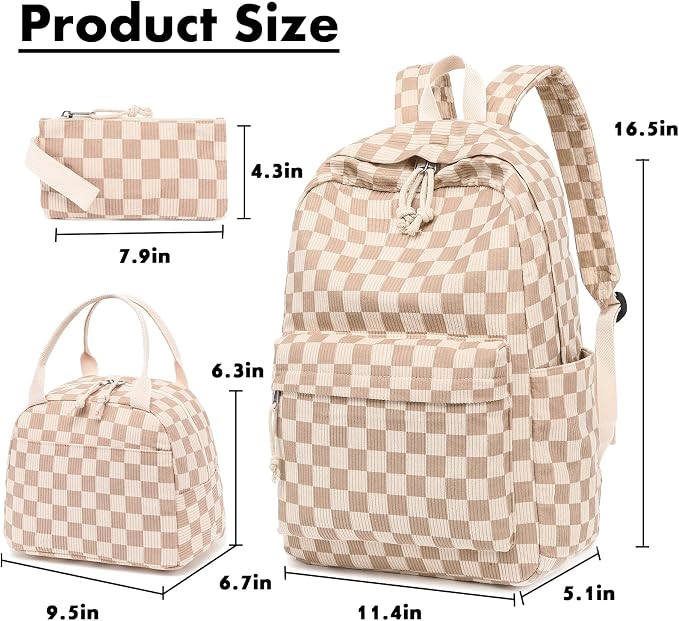 Bluboon School Backpack Set Girls Womens Laptop Bookbag Casual Daypack Fits 15 inch Laptop with Lunch Tote Bag and Pencil Bag
