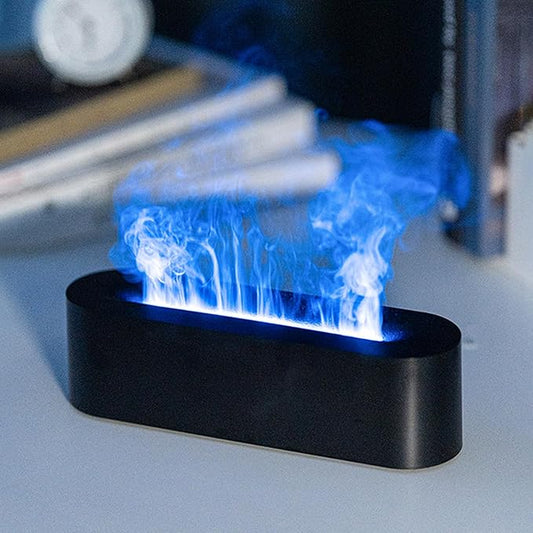 Essential Oil Diffuser, Fireplace Flame Fire Oil Diffuser, 150ml Ultrasonic Cool Mist Aromatherapy Humidifier, Scent Aroma Diffuser with 7 Colors Light, Timer & Auto-Off for Home, Room (Black)